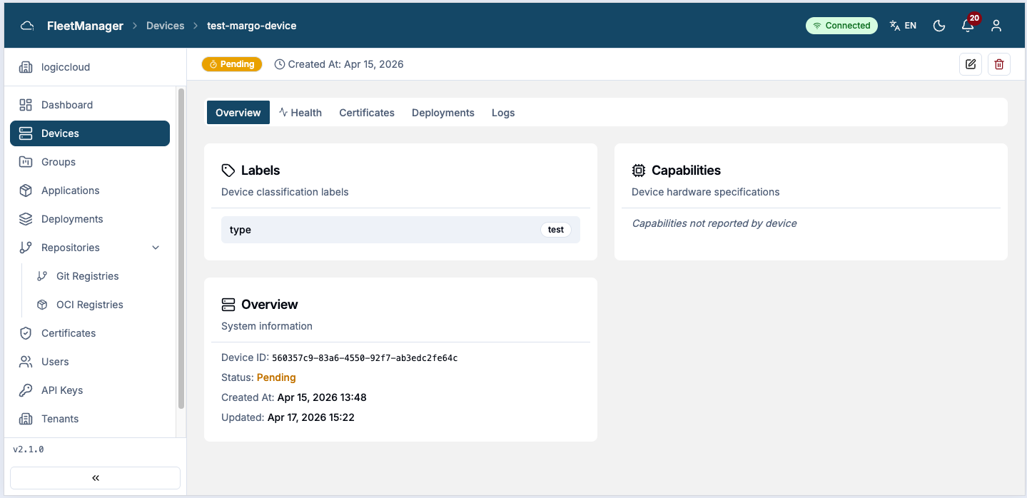 Device details page